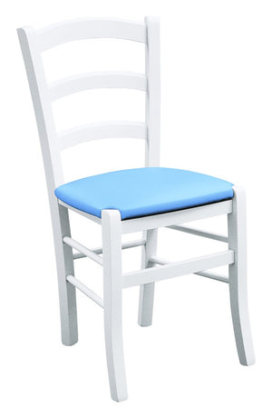 Set 2 sedie legno massello bianco seduta imbottita azzurro - Mobili 2G