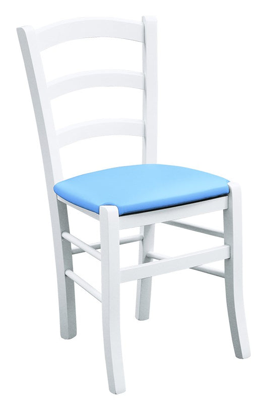 Set 2 sedie legno massello bianco seduta imbottita azzurro - Mobili 2G