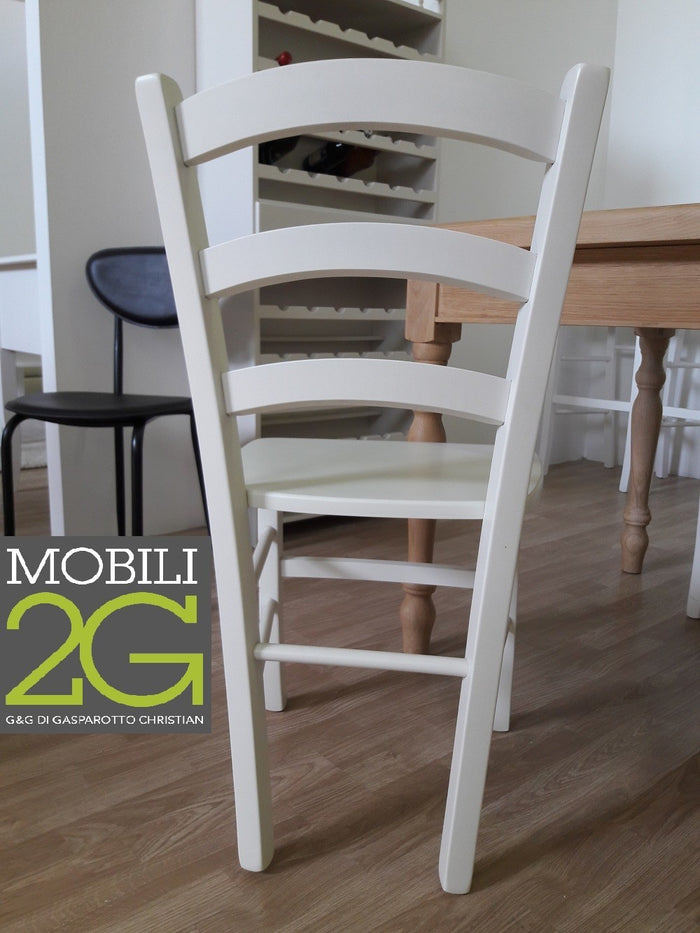 Set 2 sedie shabby campagnola legno laccato bianco (1001) - Mobili 2G