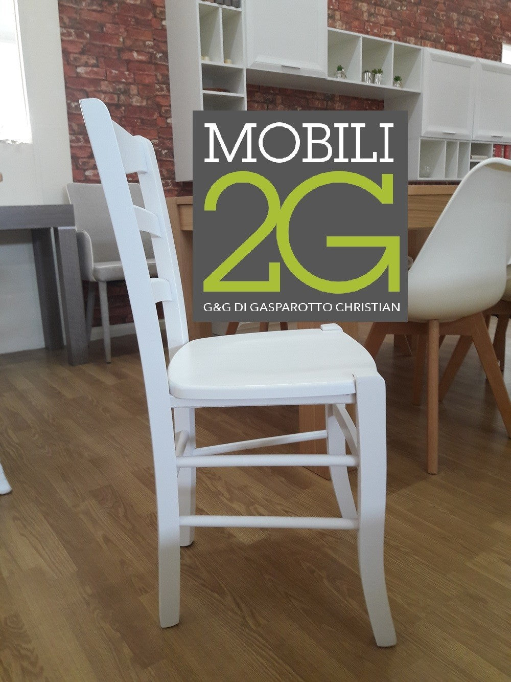 Set 2 sedie shabby impugnatura legno laccato bianco (1002) - Mobili 2G