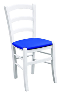 Set 2 sedie legno massello bianco seduta imbottita blu - Mobili 2G