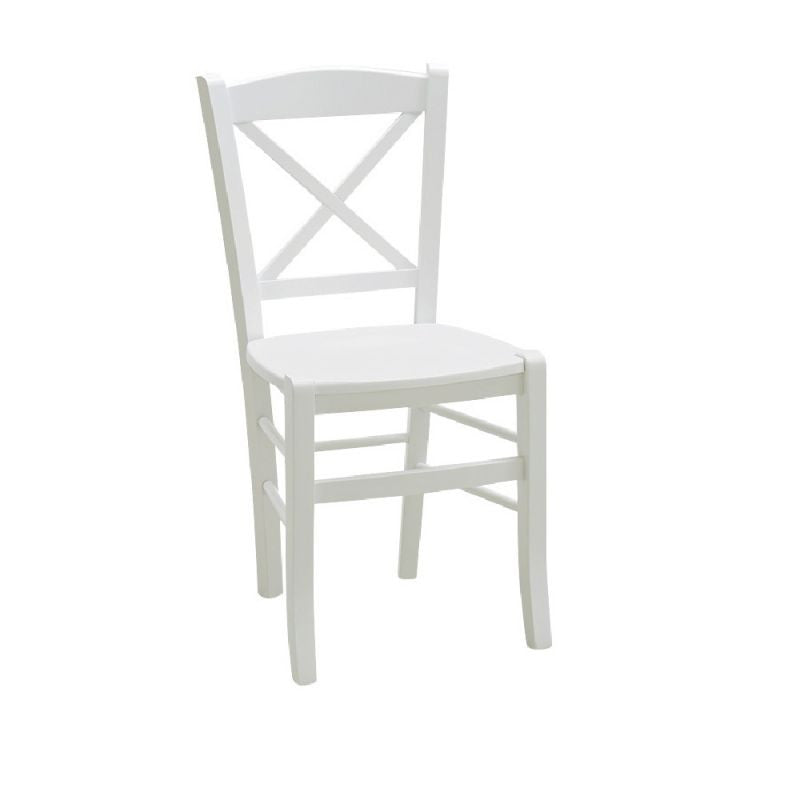 Set 2 sedie shabby in faggio laccata bianca con seduta in legno di faggio (751) - Mobili 2G