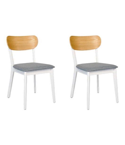 Set 02 sedie bicolore in legno bianco con sedile in tessuto grigio - Mobili 2G
