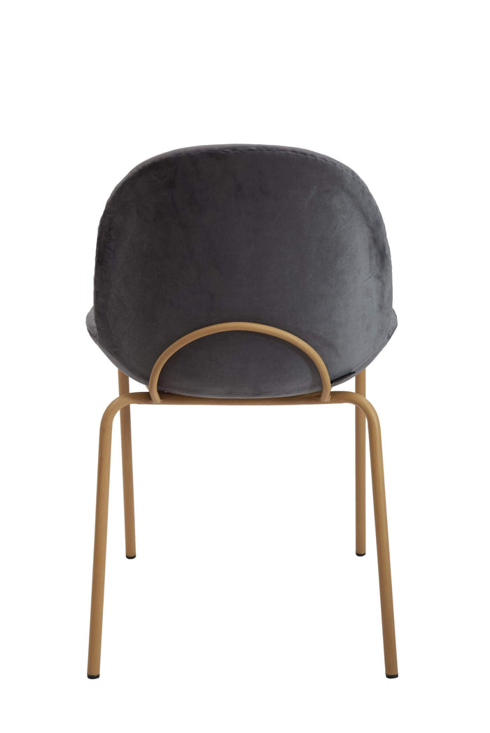 Set 4 sedie in velluto blu con gambe in metallo sabbia