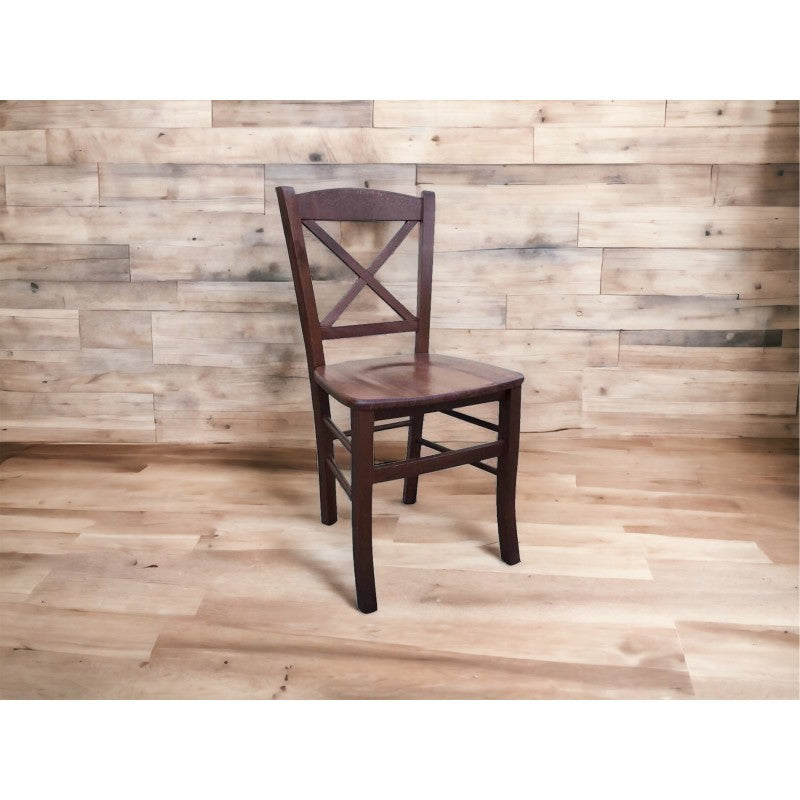 Set 2 sedie croce legno tinta noce seduta legno (760) - Mobili 2G