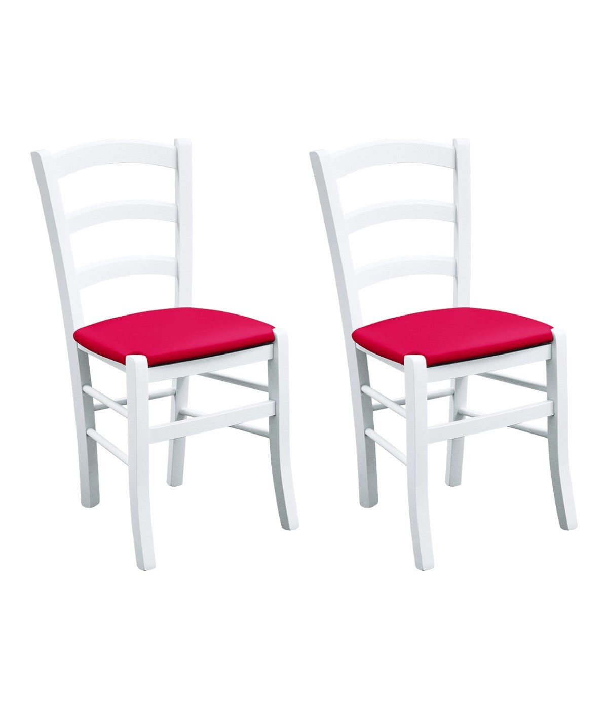 Set 2 sedie legno massello bianco seduta imbottita rosso - Mobili 2G