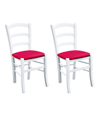 Set 2 sedie legno massello bianco seduta imbottita rosso - Mobili 2G