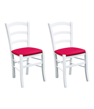 Set 2 sedie legno massello bianco seduta imbottita rosso - Mobili 2G