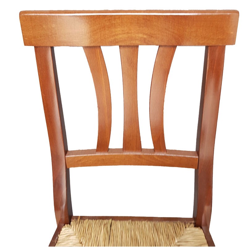 set 2 sedie tre stecche legno seduta paglia tinta noce (595) - Mobili 2G