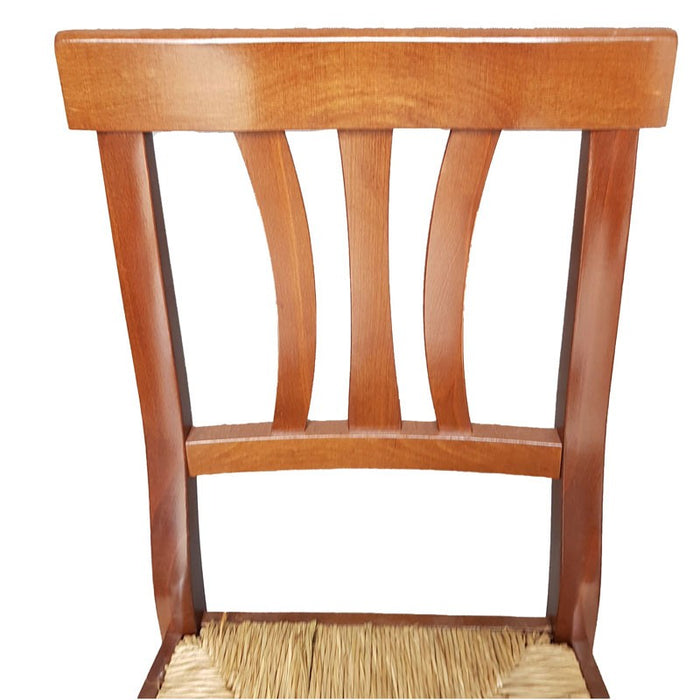 set 2 sedie tre stecche legno seduta paglia tinta noce (595) - Mobili 2G