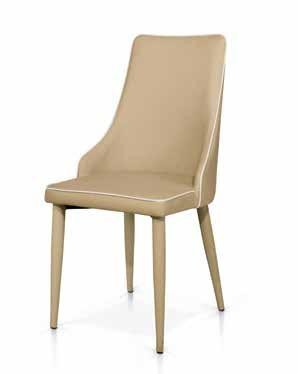 Set 4 sedie ecopelle tortora con bordo bianco 45x42 h.95