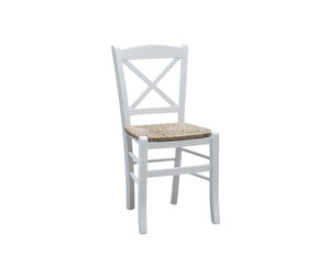 Set 2 sedie shabby croce legno/paglia laccato bianco (714) - Mobili 2G