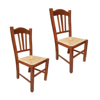 Set 2 sedie gendarme paglia/noce (590) - Mobili 2G
