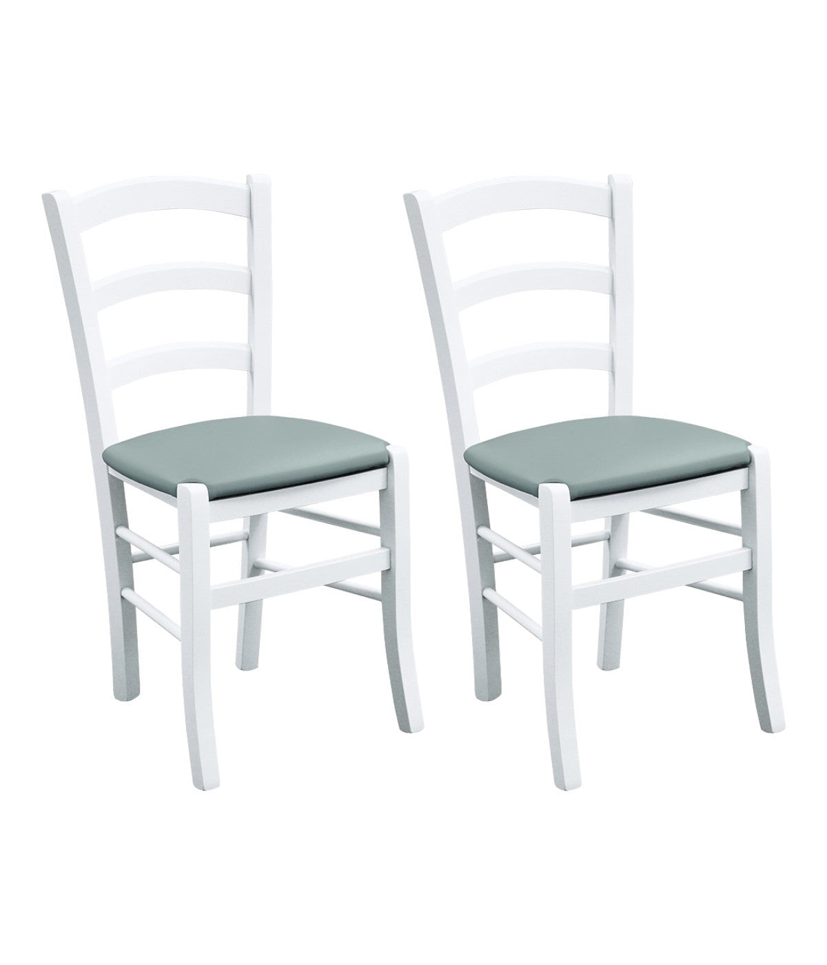 Set 2 sedie legno massello bianco seduta imbottita grigio - Mobili 2G