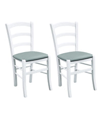 Set 2 sedie legno massello bianco seduta imbottita grigio - Mobili 2G