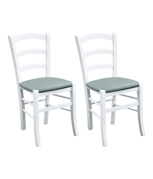Set 2 sedie legno massello bianco seduta imbottita grigio - Mobili 2G