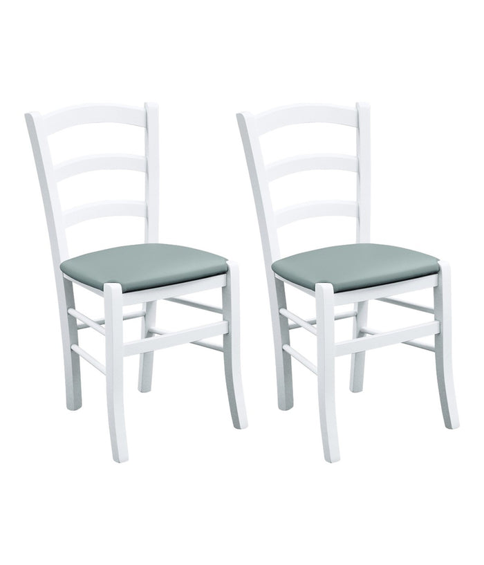 Set 2 sedie legno massello bianco seduta imbottita grigio - Mobili 2G