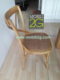 Set 6 sedie cross bistrot shabby vintage legno olmo seduta rivestita rattan naturale