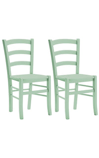 Set 2 sedie shabby in legno laccato verde seduta legno - Mobili 2G
