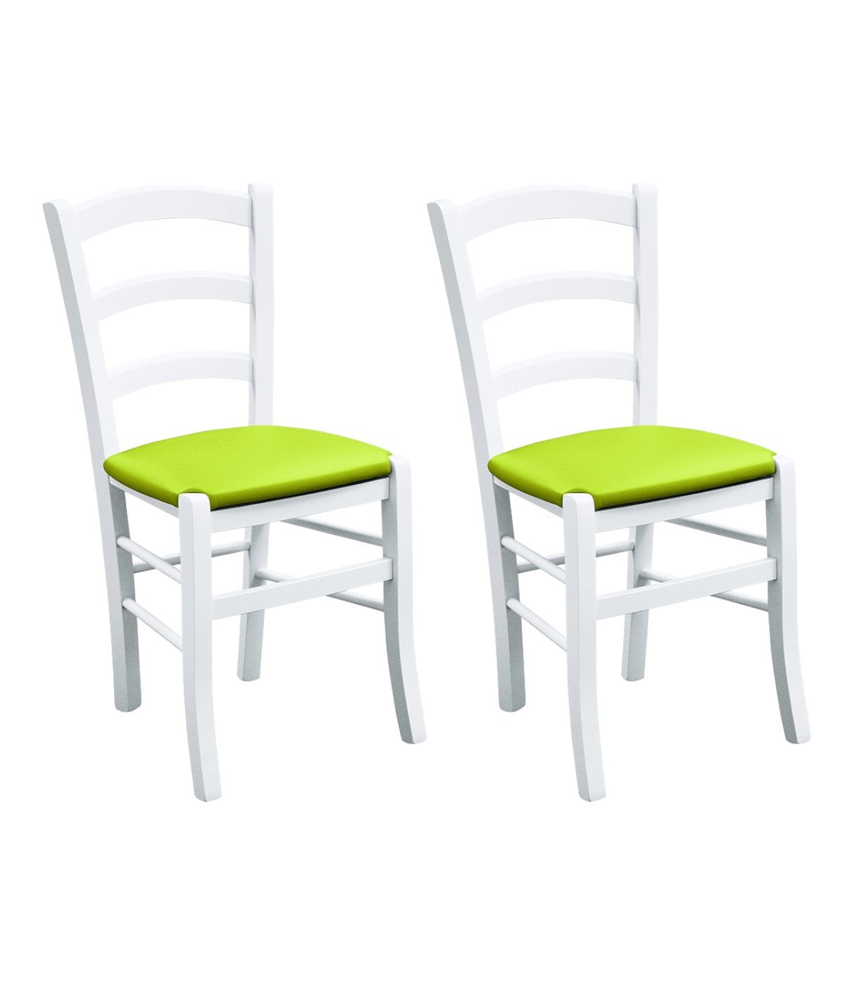 Set 2 sedie legno massello bianco seduta imbottita lime - Mobili 2G