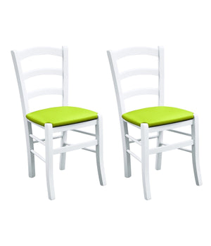 Set 2 sedie legno massello bianco seduta imbottita lime - Mobili 2G