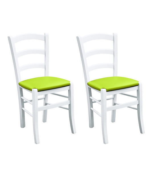 Set 2 sedie legno massello bianco seduta imbottita lime - Mobili 2G