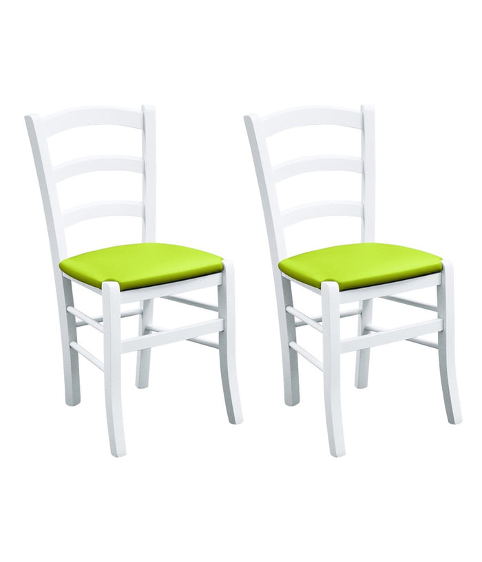 Set 2 sedie legno massello bianco seduta imbottita lime - Mobili 2G