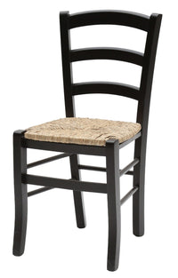 Set 02 sedie in legno massello finitura anilina nero/paglia - Mobili 2G