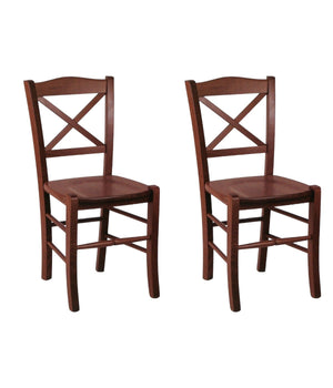 Set 2 sedie croce legno tinta noce seduta legno (760) - Mobili 2G