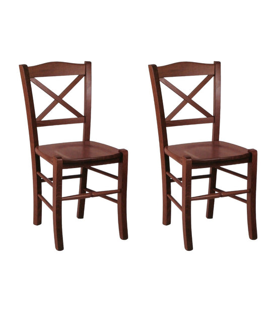 Set 2 sedie croce legno tinta noce seduta legno (760) - Mobili 2G