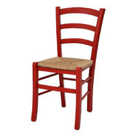 Set 02 sedie in legno massello finitura anilina rossa/paglia - Mobili 2G