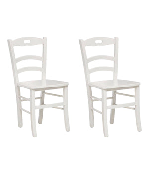 Set 2 sedie shabby impugnatura legno laccato bianco (1002) - Mobili 2G