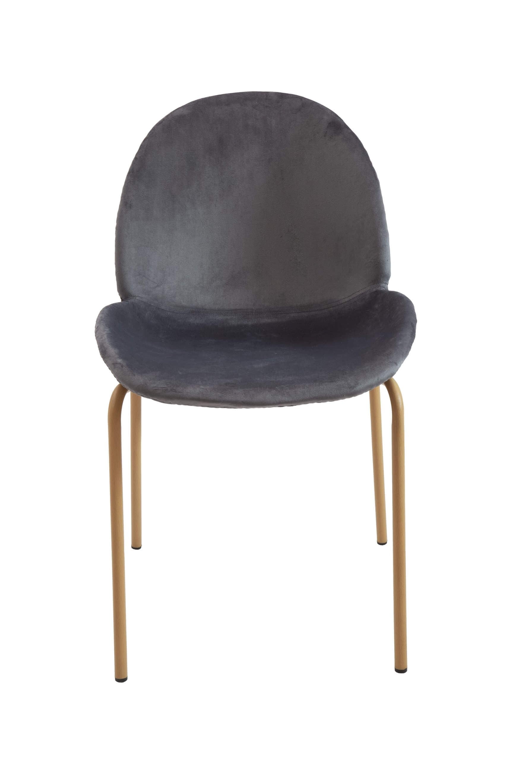 Set 4 sedie in velluto blu con gambe in metallo sabbia