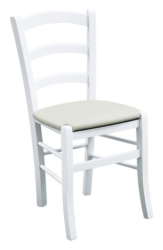 Set 2 sedie legno massello bianco seduta imbottita crema - Mobili 2G
