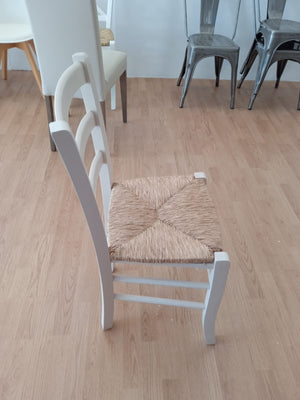 Set 02 sedie in legno massello finitura anilina bianco/paglia - Mobili 2G