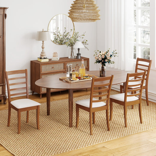 Sedie da cucina moderne imbottite con gambe in legno di gomma, Sedia laterale per soggiorno ristorante studio Beige-Sedie da pranzo