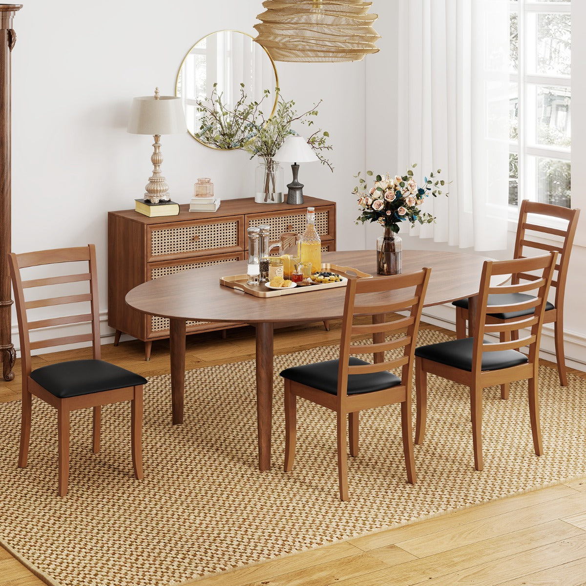 Sedie da cucina moderne imbottite con gambe in legno di gomma, Sedia laterale per soggiorno ristorante studio Nero-Sedie da pranzo