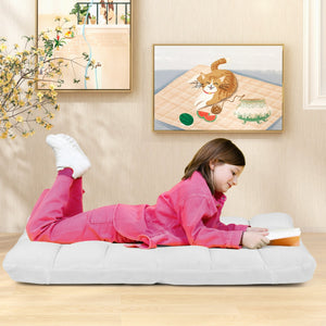 Sedia imbottita da pavimento regolabile in 14 posizioni, Poltrona da pavimento 105x56x15cm Bianco-Divani da terra