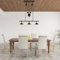 Sedie da pranzo con bottoni trapuntati e gambe in legno di gomma, Sedie laterali con tessuto di lino traspirante Beige-Sedie da pranzo