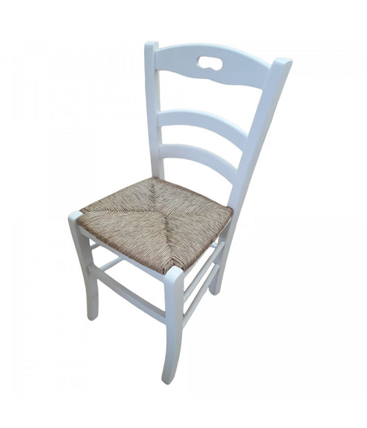 Set 2 sedie shabby impugnatura legno/paglia laccata bianca (1022) - Mobili 2G