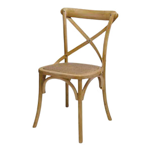 Set 4 sedie cross bistrot shabby vintage legno olmo seduta rivestita rattan naturale - Mobili 2G