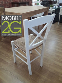 Set 2 sedie shabby croce legno/paglia laccato bianco (714) - Mobili 2G
