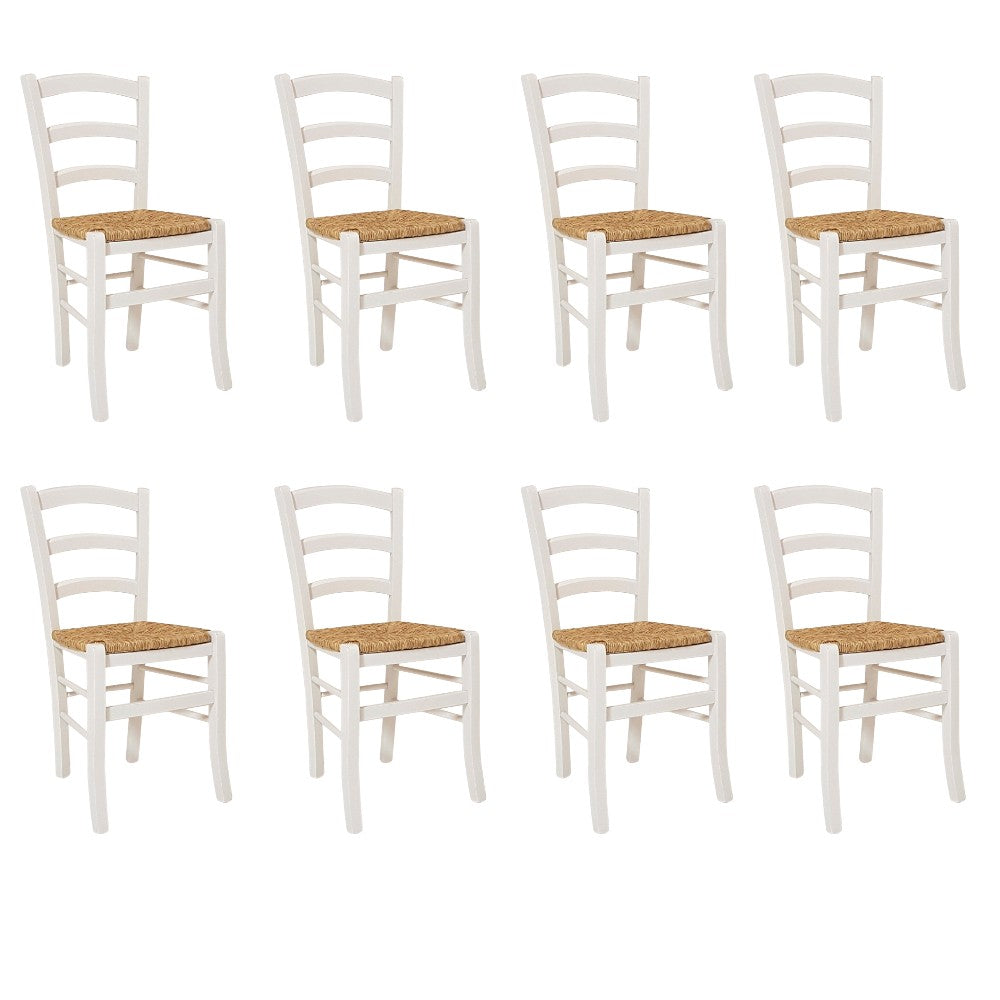 Set 8 pezzi sedia campagnola legno/paglia - Mobili 2G