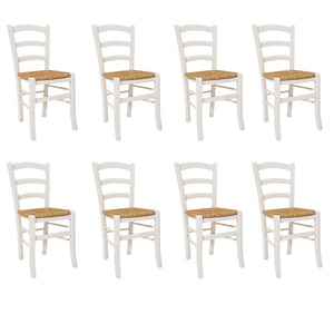 Set 8 pezzi sedia campagnola legno/paglia - Mobili 2G