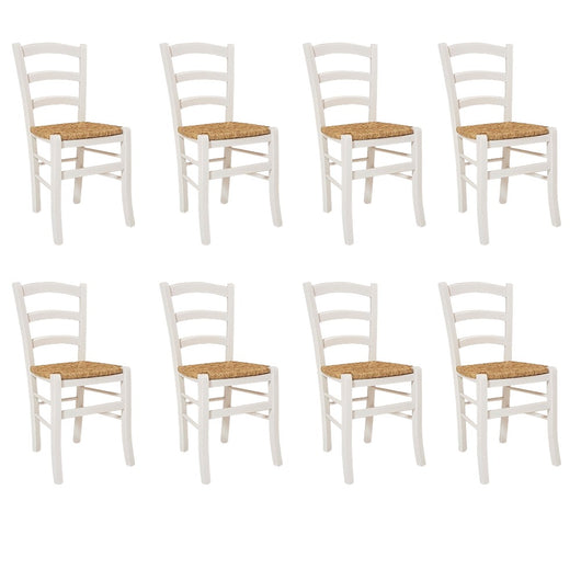 Set 8 pezzi sedia campagnola legno/paglia - Mobili 2G