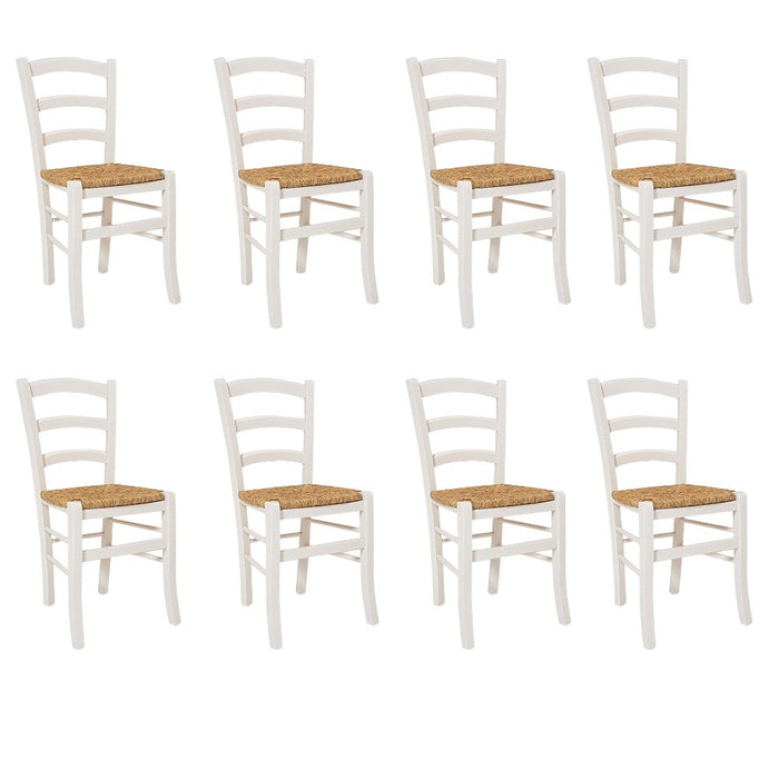 Set 8 pezzi sedia campagnola legno/paglia - Mobili 2G