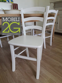 Set 2 sedie shabby campagnola legno laccato bianco (1001) - Mobili 2G