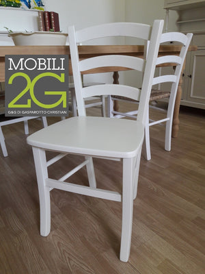 Set 2 sedie shabby campagnola legno laccato bianco (1001) - Mobili 2G