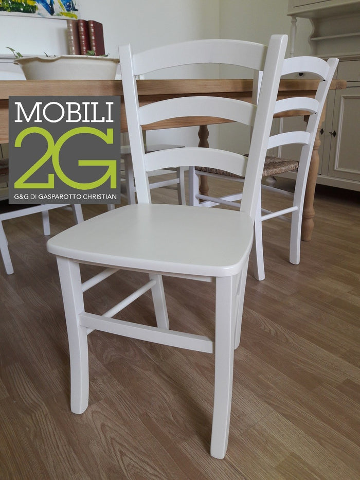 Set 2 sedie shabby campagnola legno laccato bianco (1001) - Mobili 2G