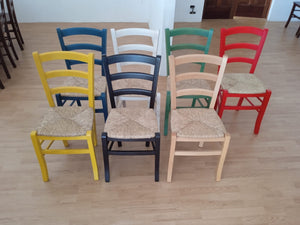 Set 02 sedie in legno massello finitura anilina rossa/paglia - Mobili 2G